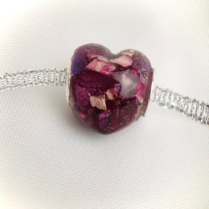 Flower Preservation heart shaped bead charm