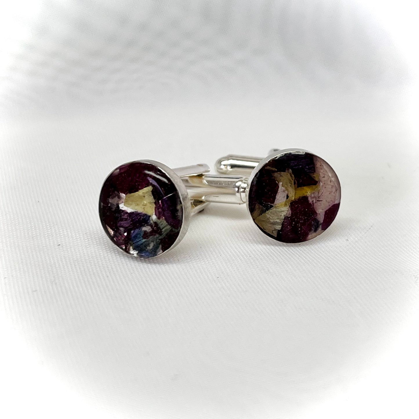 Flower Preservation Sterling Silver Cufflinks