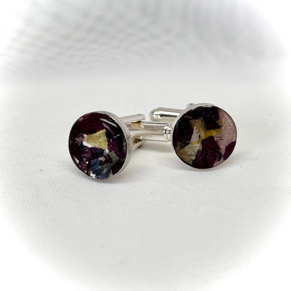 Flower Preservation Sterling Silver Cufflinks