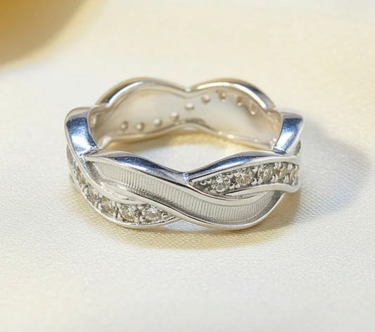 Entwined Cremation Ring With Cubic Zirconia