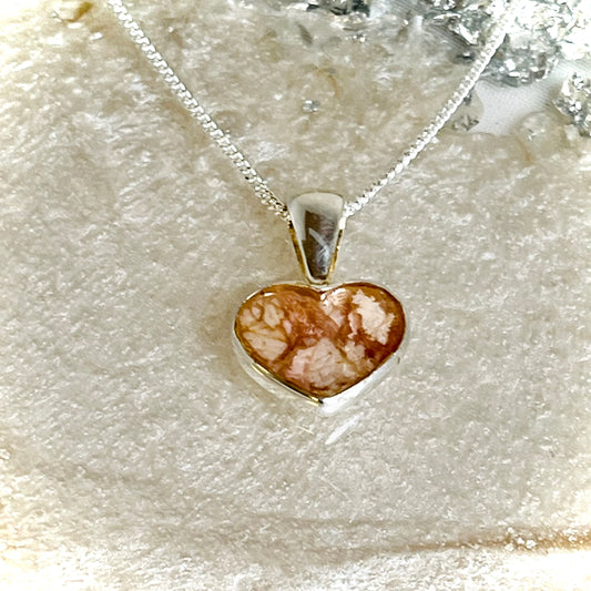 Flower Preservation heart necklace Sterling Silver