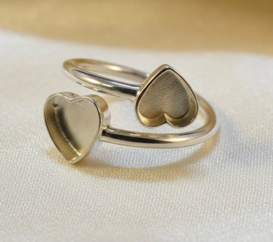Adjustable Double Heart Cremation Ring