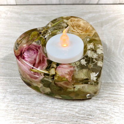 Flower Preservation heart shaped tealight holder