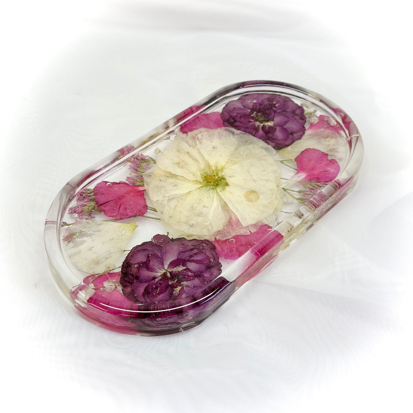 Flower Preservation oval jewellery dish