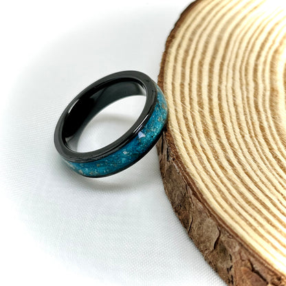 Black 6mm Cremation Ring with a 4mm channel