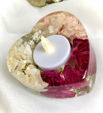 Flower Preservation heart shaped tealight holder