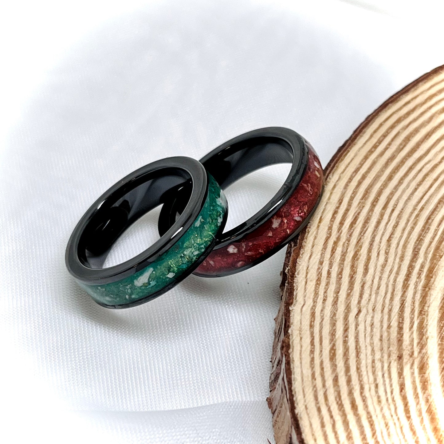 Black 6mm Cremation Ring with a 4mm channel