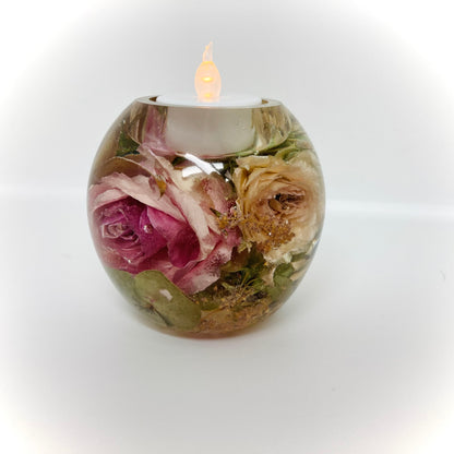 Flower Preservation sphere tealight holder