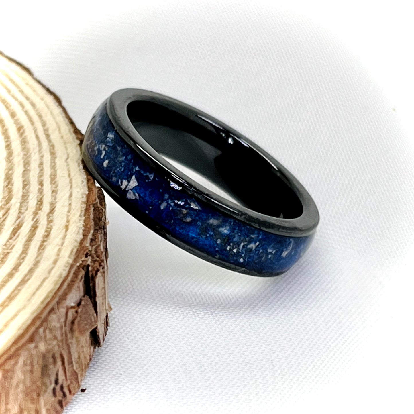 Black 6mm Cremation Ring with a 4mm channel