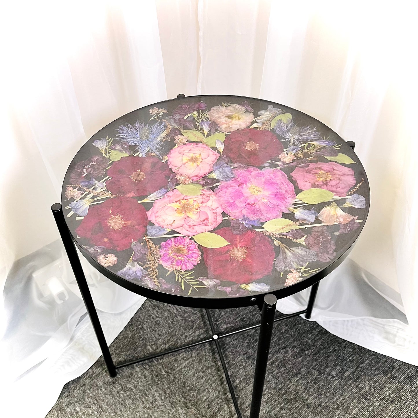 Flower Preservation 45cm pressed flower shallow side table