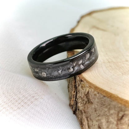 Black 6mm Cremation Ring with a 4mm channel