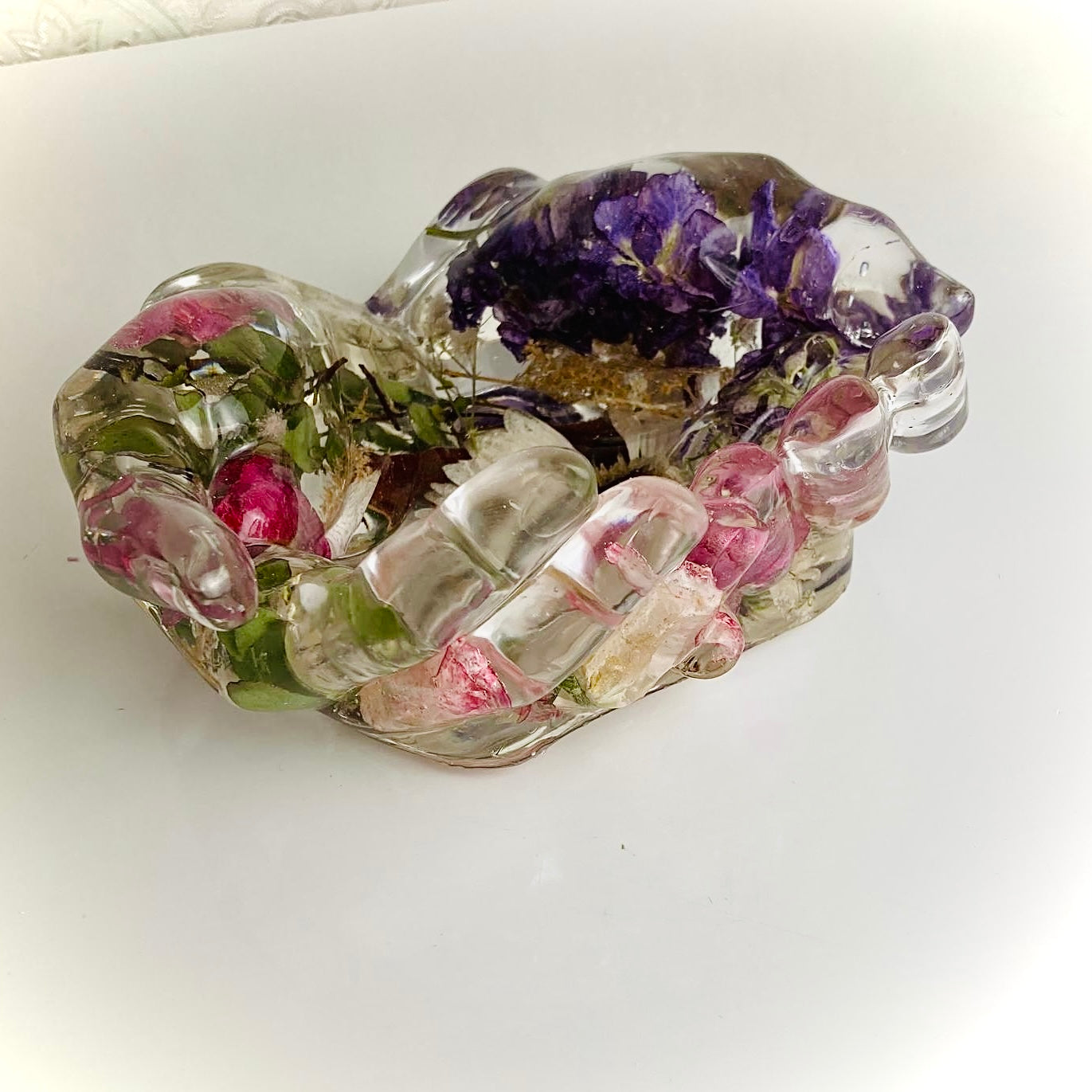 Flower Preservation cupped hands jewellery dish