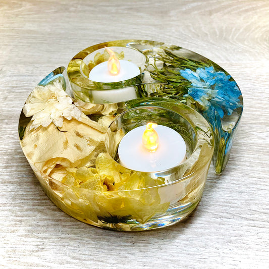 Flower Preservation Ying Yang tealight holder