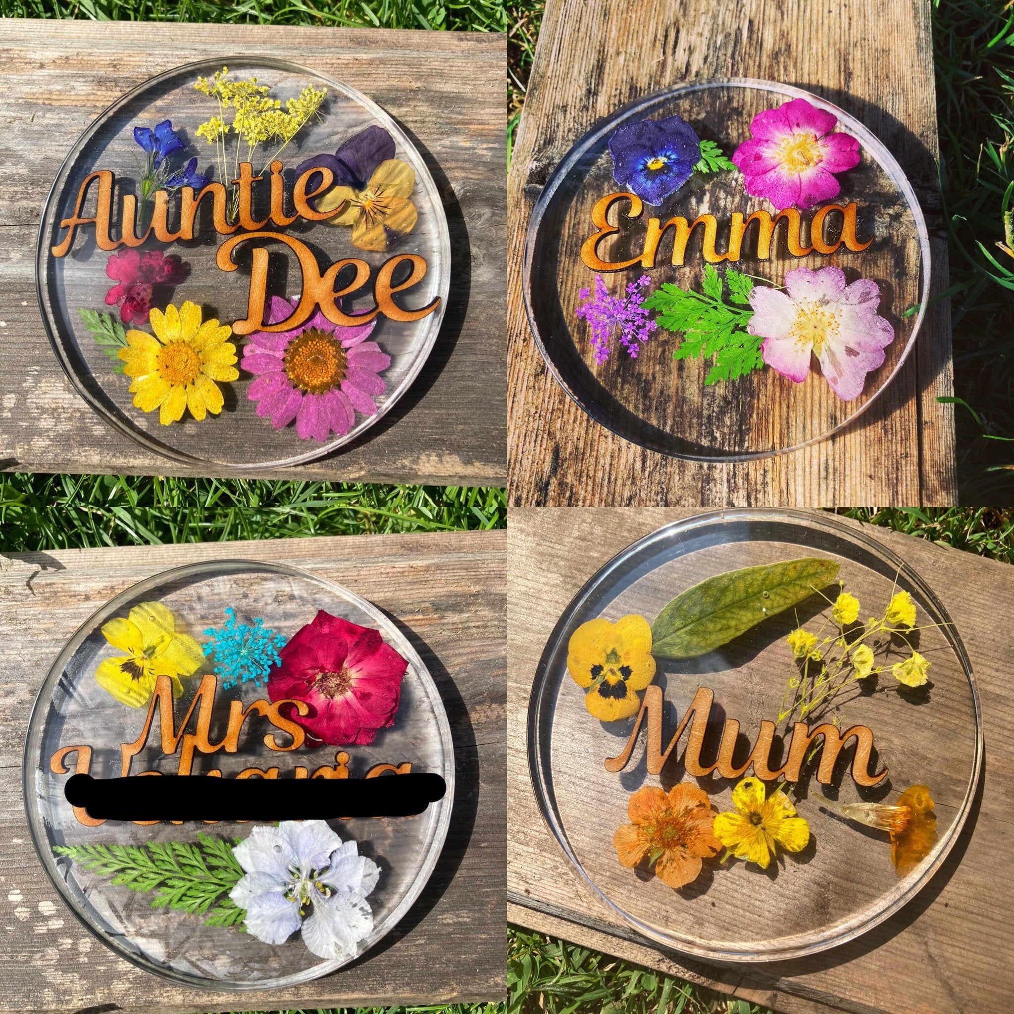 Any name Floral Coaster place name wedding idea Nogard Creations