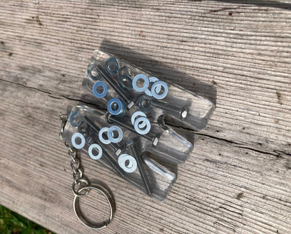 Nut and Bolt Letter Key ring