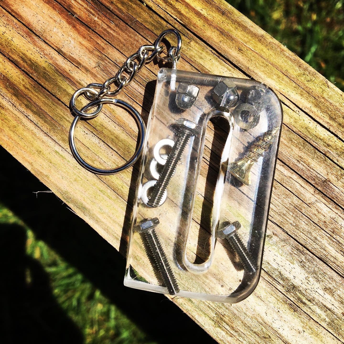 Nut and Bolt Letter Key ring