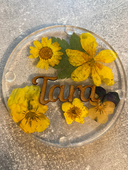 Any name Floral Coaster - place name, wedding idea