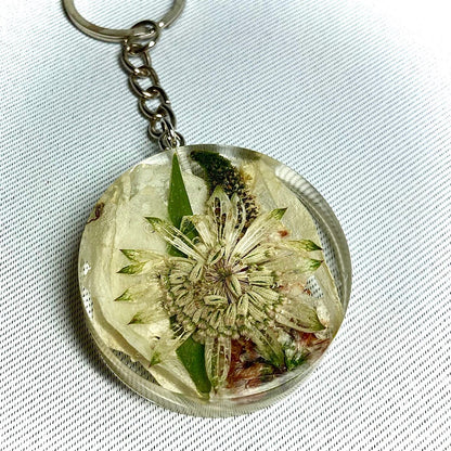 Flower Preservation circular keyring