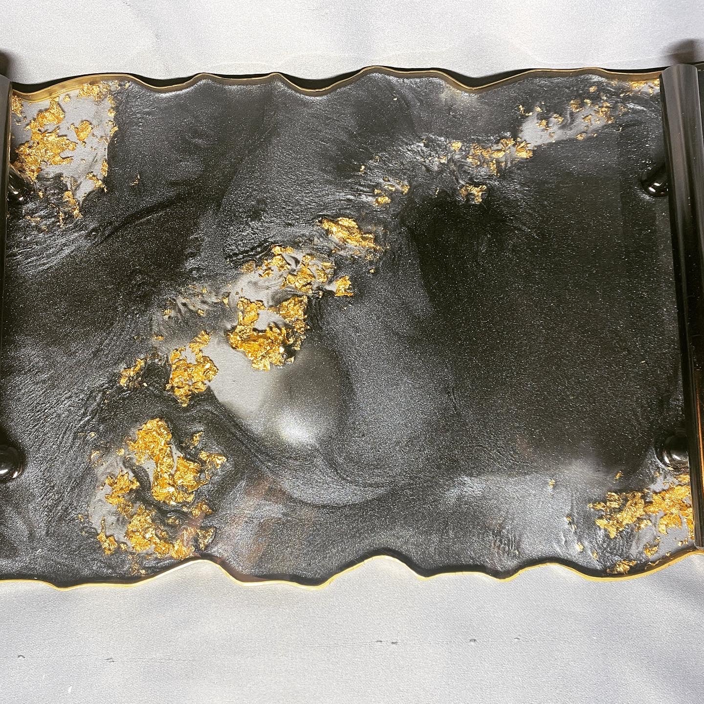 Black and gold/silver large decorative tray