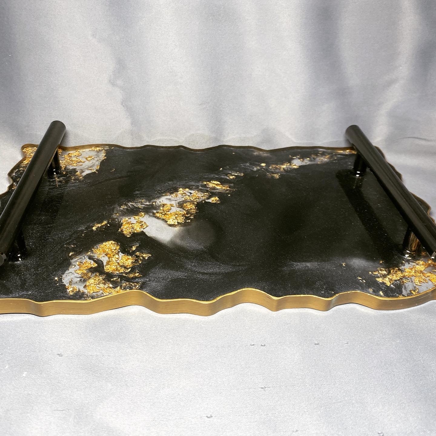 Black and gold/silver large decorative tray
