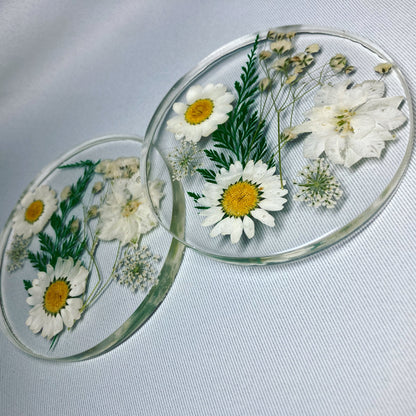 White Floral Coasters