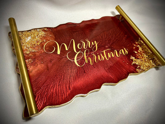 Red and gold festive decorative tray