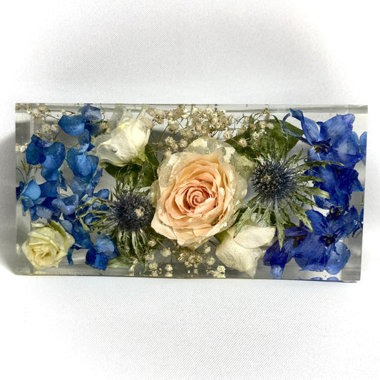 Peach and Blue floral Display Block