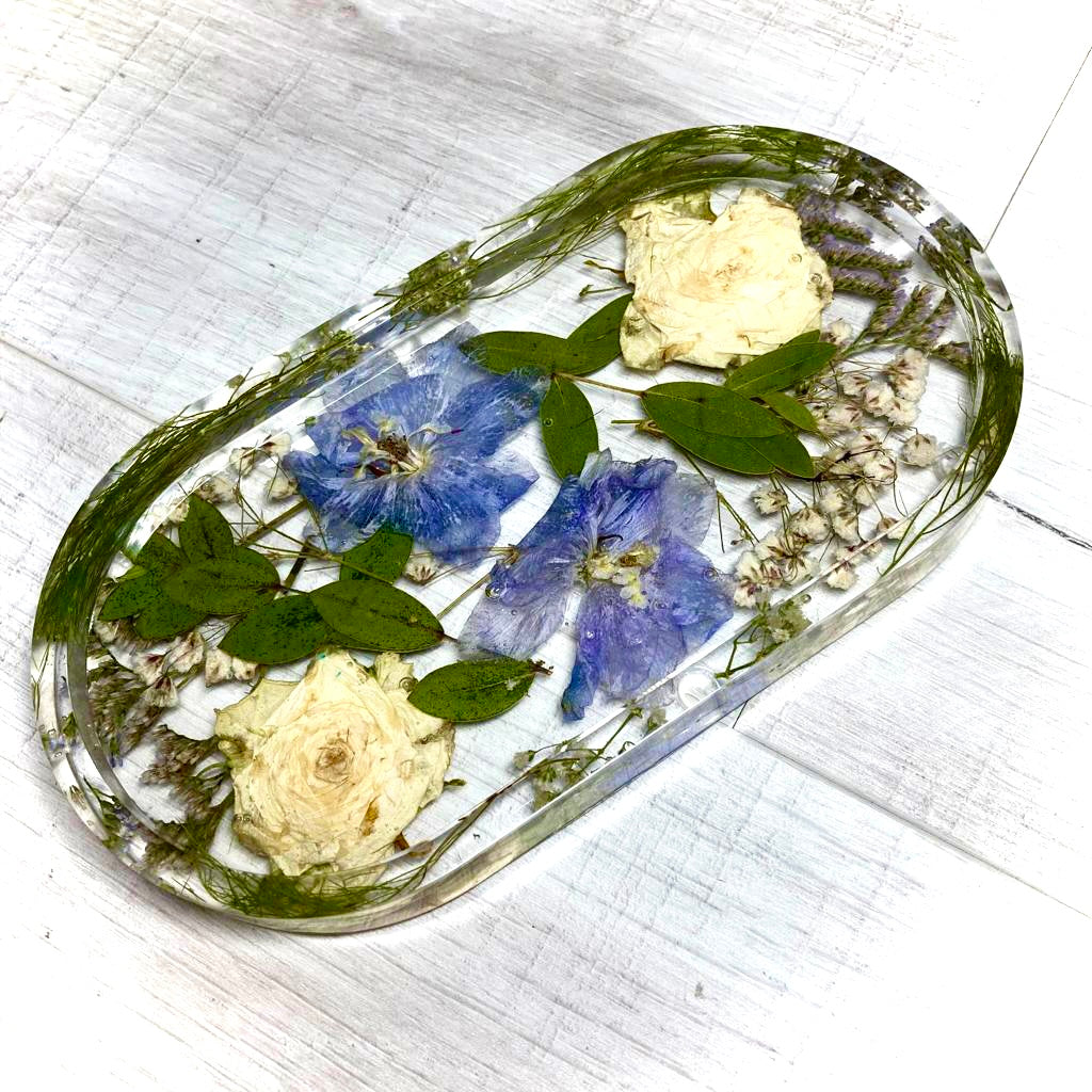 Flower Preservation oval jewellery dish