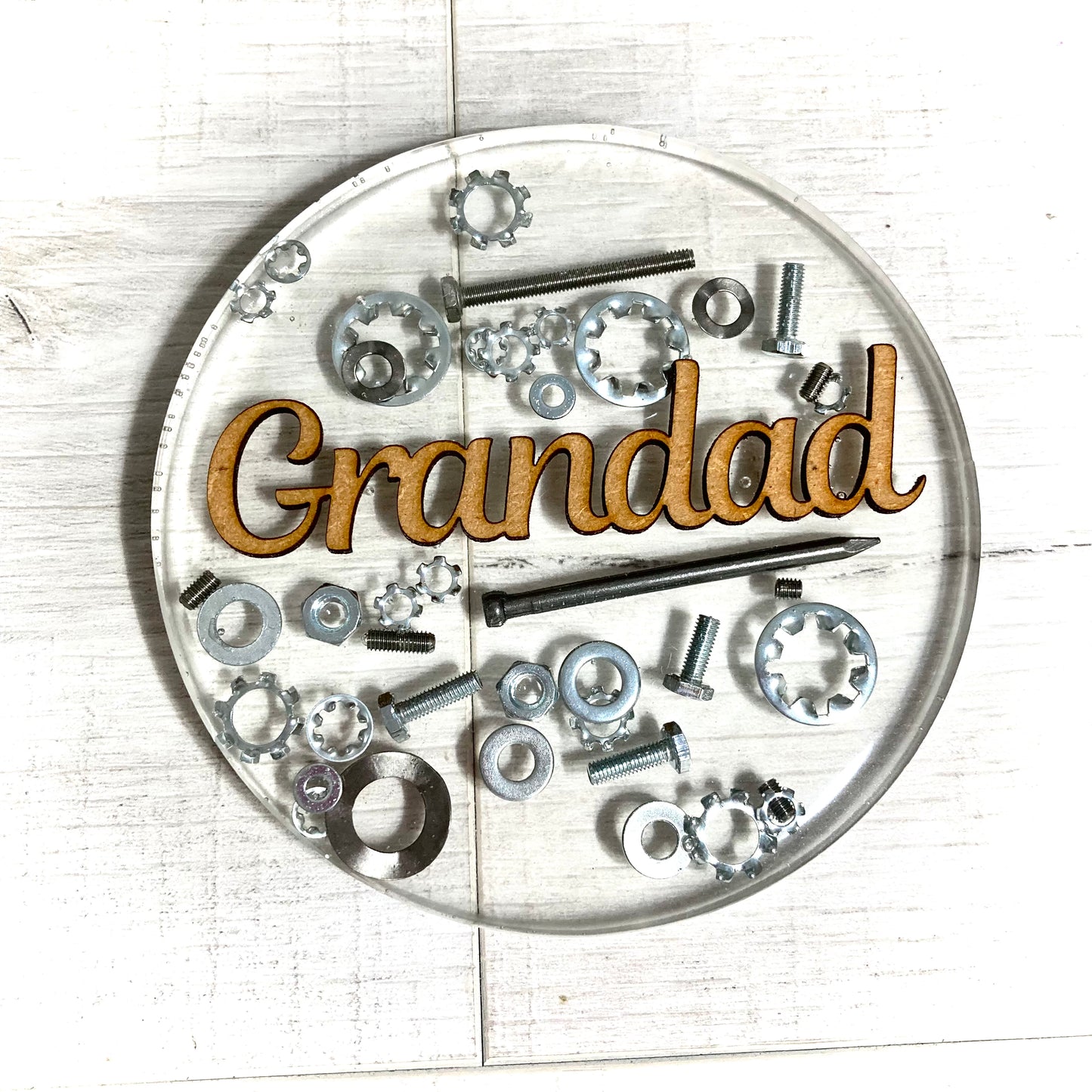 Grandparents Personalised Nut and Bolt coaster