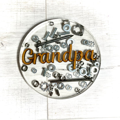 Grandparents Personalised Nut and Bolt coaster