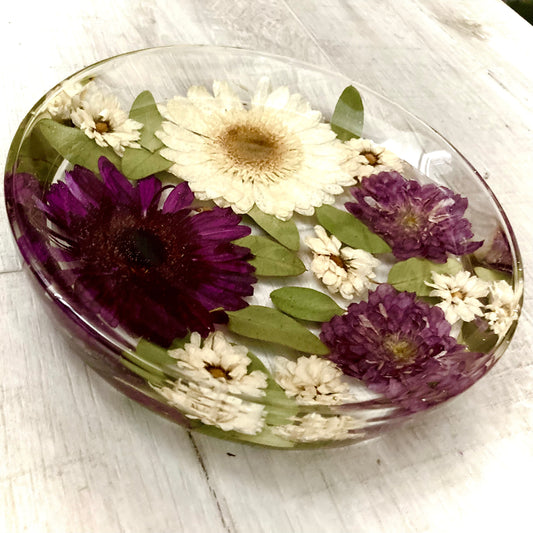 Flower Preservation round jewellery dish