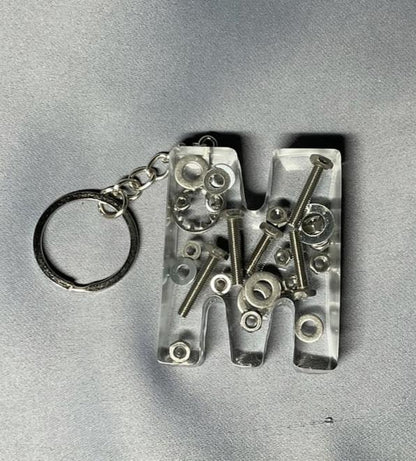 Nut and Bolt Letter Key ring