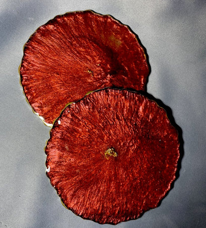 Red wine sparkle geode coasters