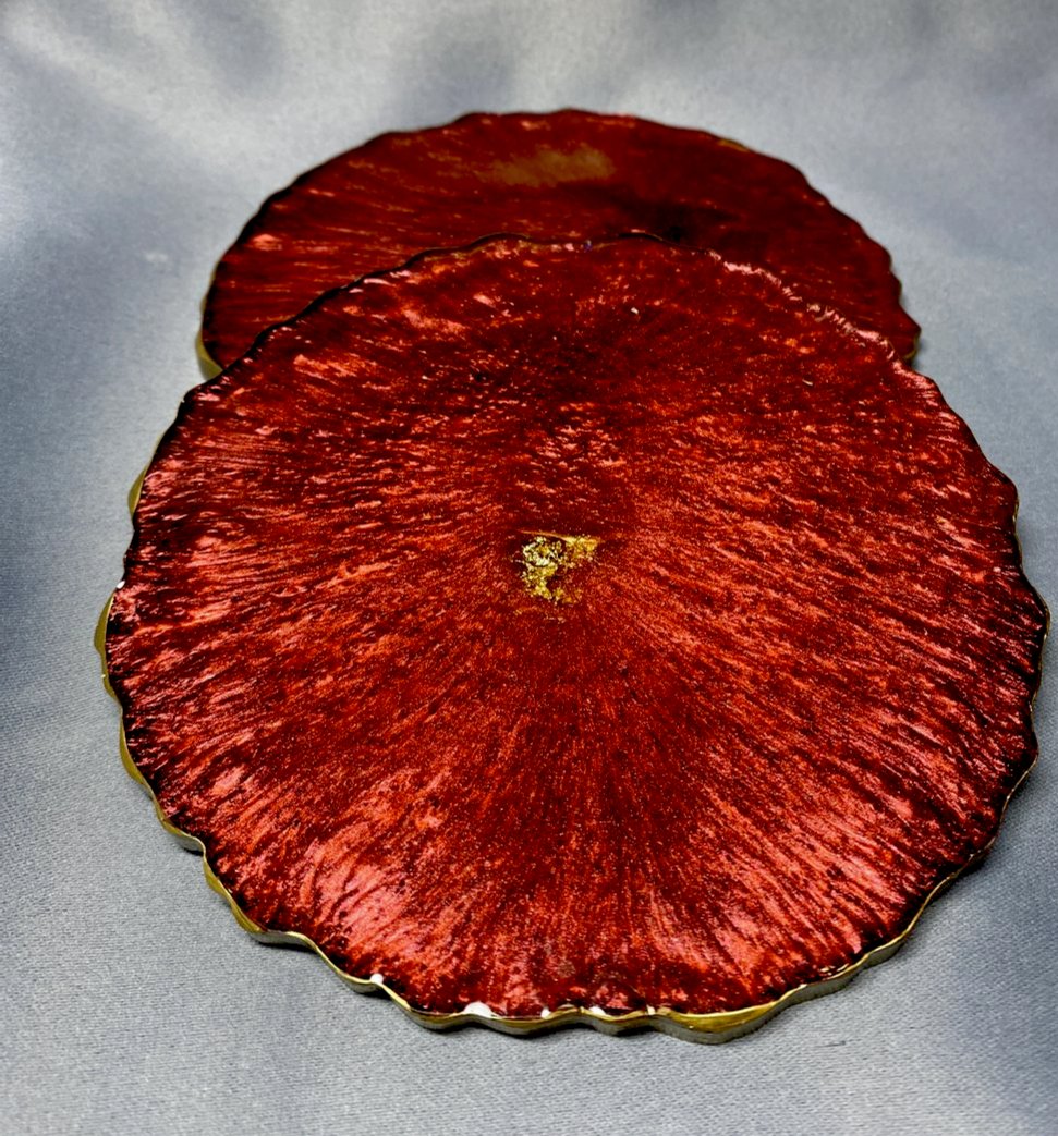 Red wine sparkle geode coasters